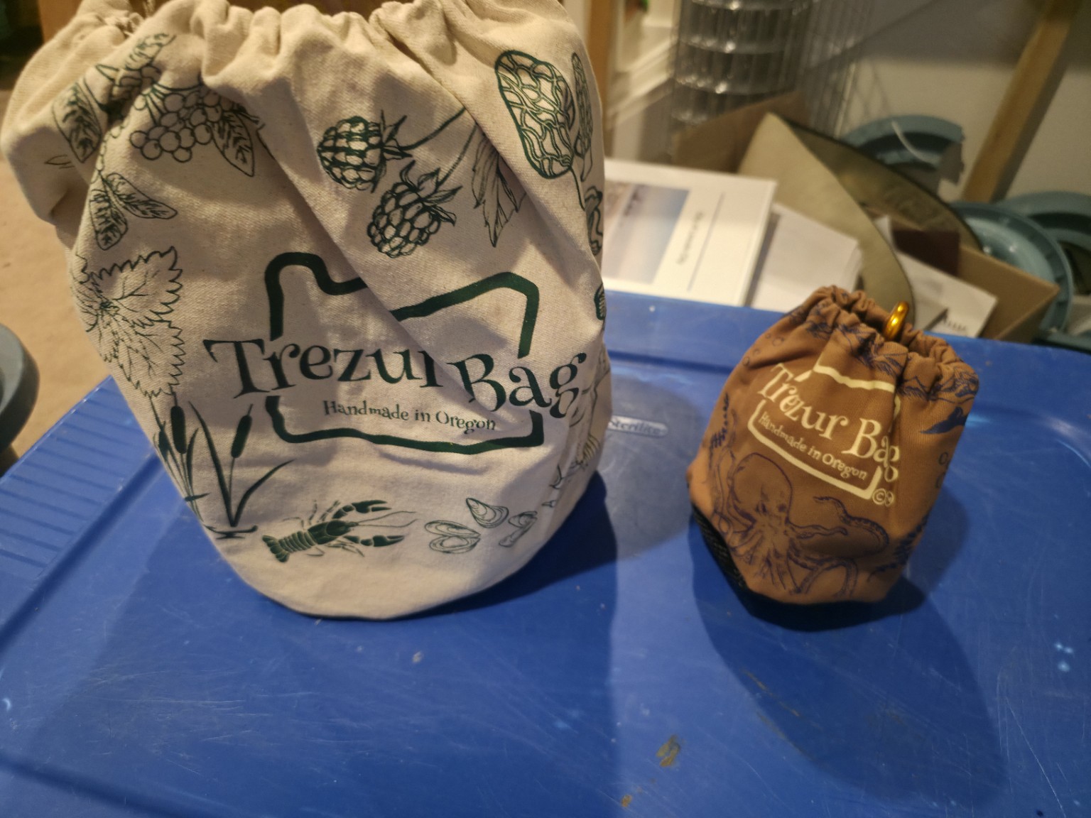 Foraging Bag beside a standard Trezur Bag